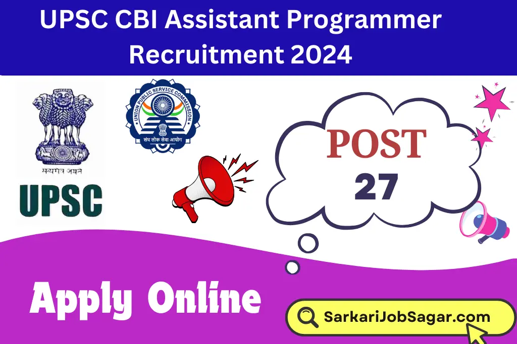 UPSC CBI Assistant Programmer Recruitment 2024